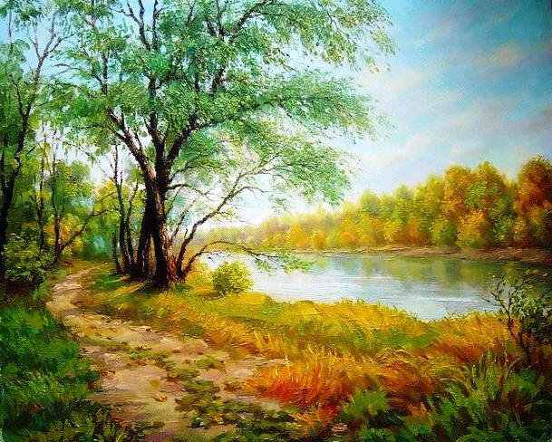 Осеннее озеро - река, осенняя, природа, деревья, осень, пейзаж, красота природы - оригинал