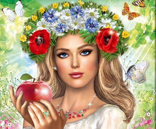 Девушка-весна - цветы, весна, венок, девушка, красавица, маки, природа, бабочки - оригинал