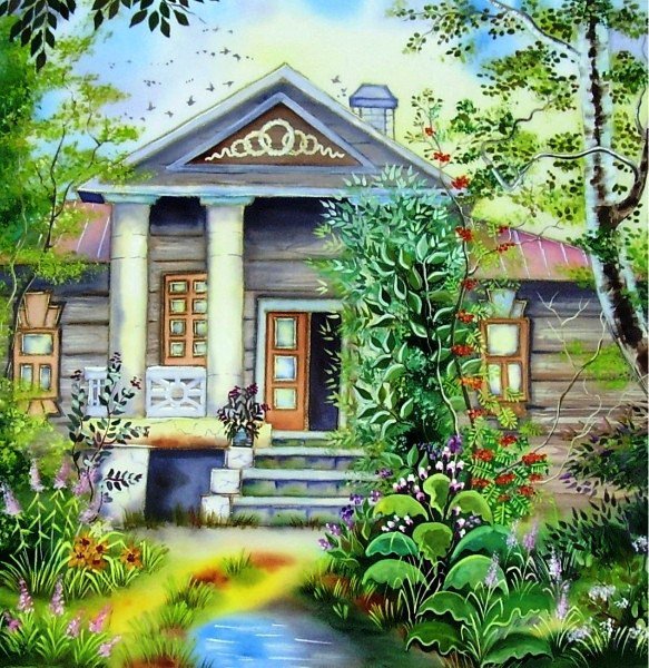 Старая усадьба - лето, домик, красота, дом, природа, домики, искусство, пейзаж - оригинал