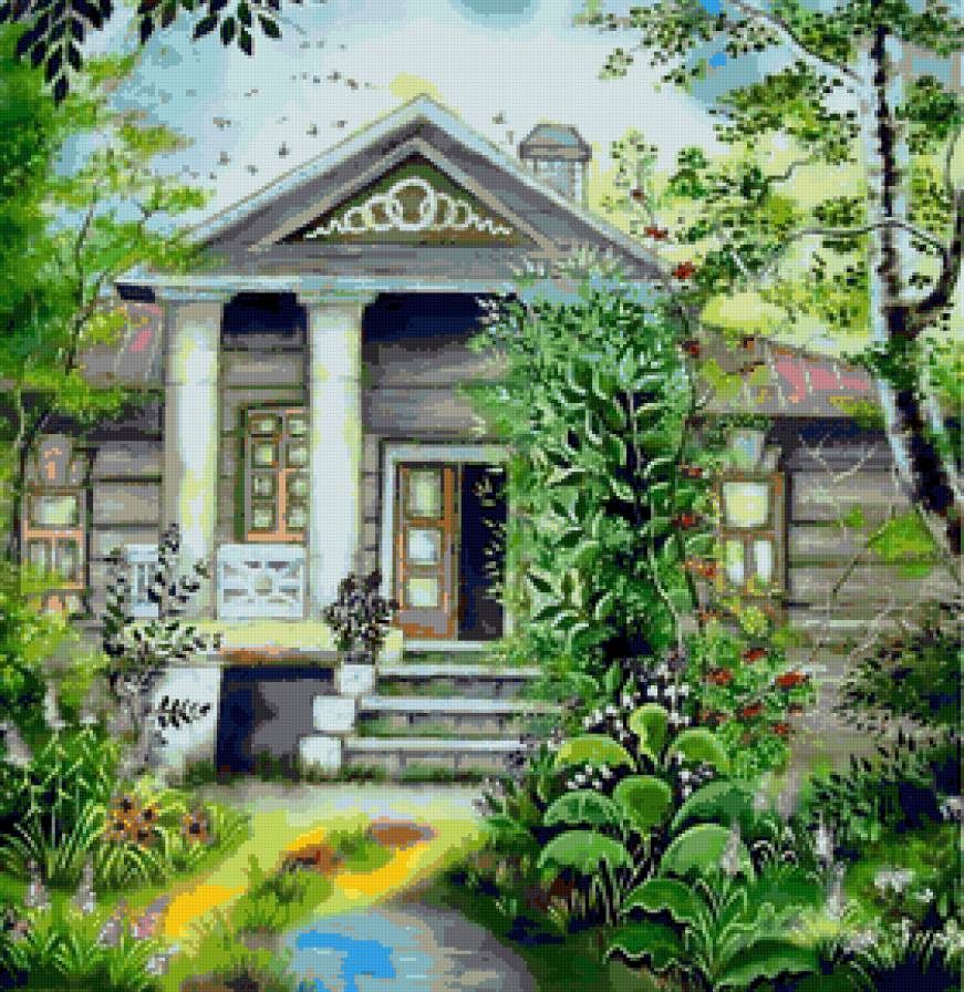 Старая усадьба - домики, природа, красота, пейзаж, искусство, лето, дом, домик - предпросмотр