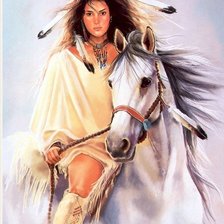 Оригинал схемы вышивки «девушка на лошади» (№77832)