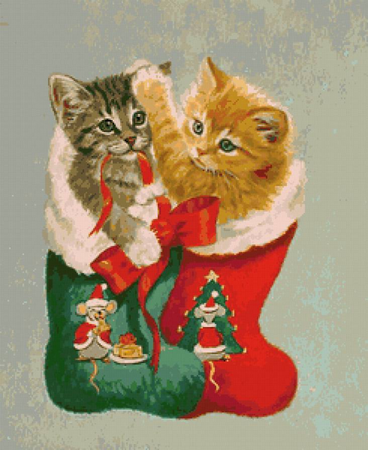 котята - кошка, котик, картина, коты, кошки, новый год, животные, котики - предпросмотр