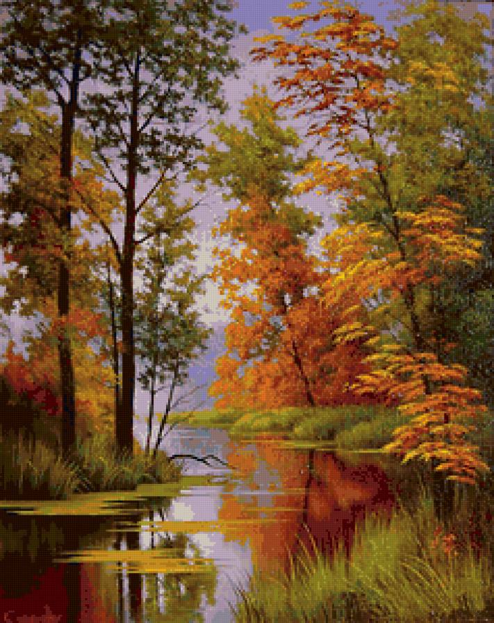 осень - река, пейзаж, природа, осень, деревья - предпросмотр