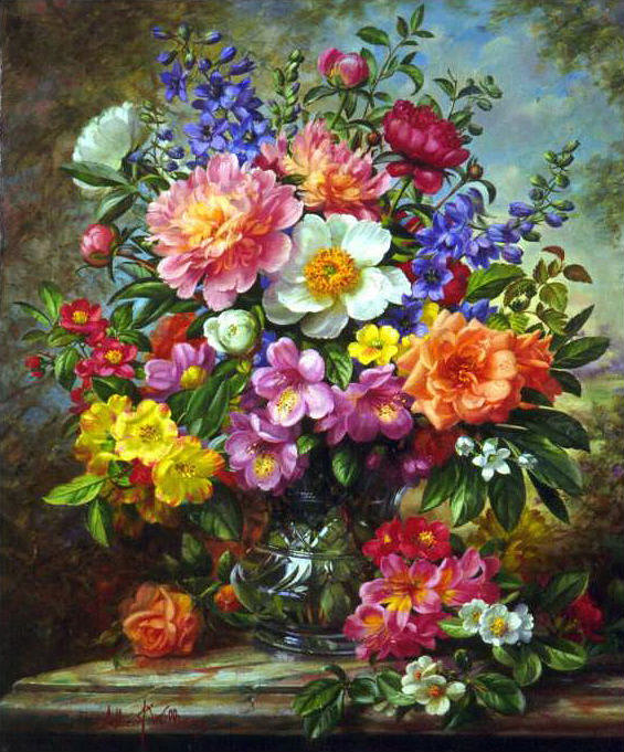 цветы в вазе - букет, цветы, ваза, исскуство, картина - оригинал