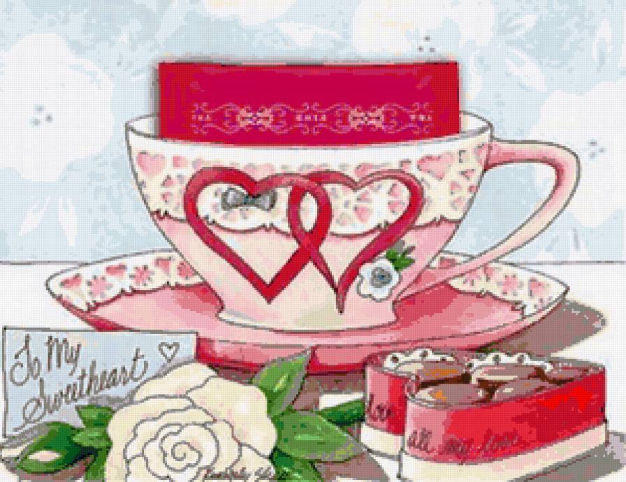 Чай вдвоём - натюрморт, цветы, фарфор, чайник, для кухни, чаепитие, любовь - предпросмотр