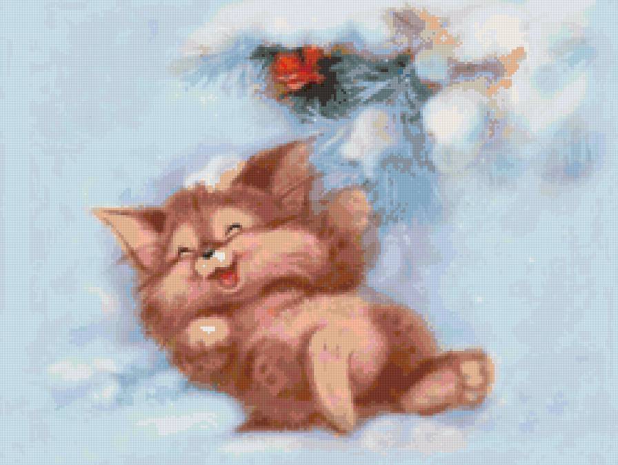 Котик в снегу - снег, котенок, зима - предпросмотр