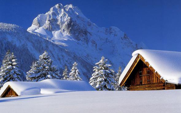 зима в горах - зима, горы, пейзаж - оригинал