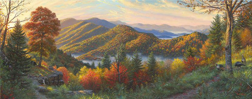 №79794 - осень, река, природа, живопись, деревья, пейзаж - оригинал