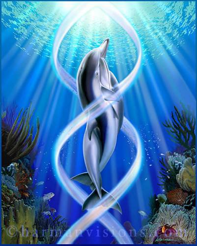 Дельфины - дельфины, живопись, животные - оригинал
