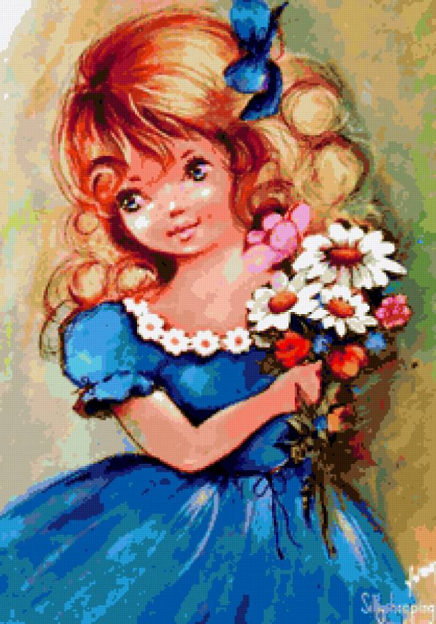 Девочка с цветами - забавные детки, цветок, девочка, дети, ромашки - предпросмотр