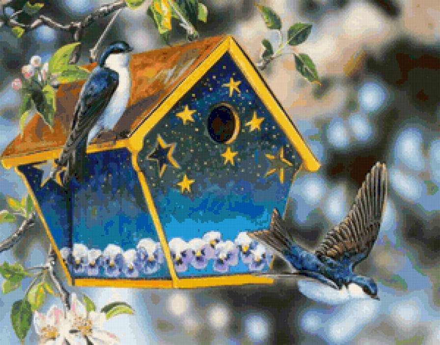 птичий домик - домик, птицы - предпросмотр