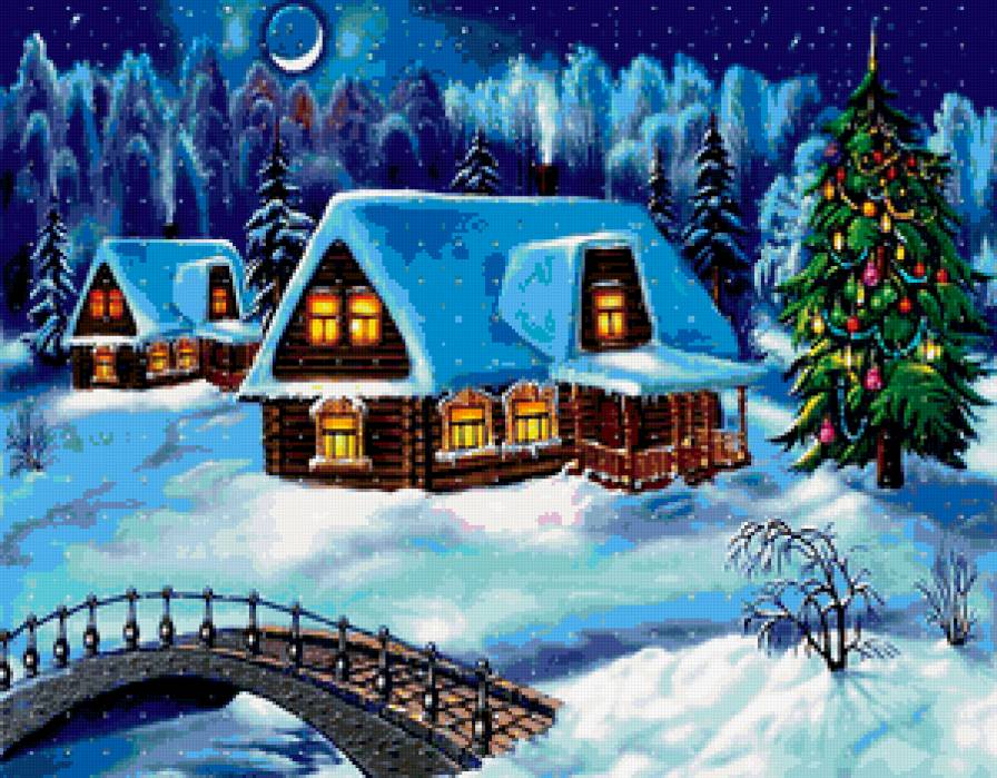 домик в лесу - снег, , новый год, лес, елка, зима, дом - предпросмотр