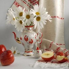 Схема вышивки «Ромашки с яблоками»