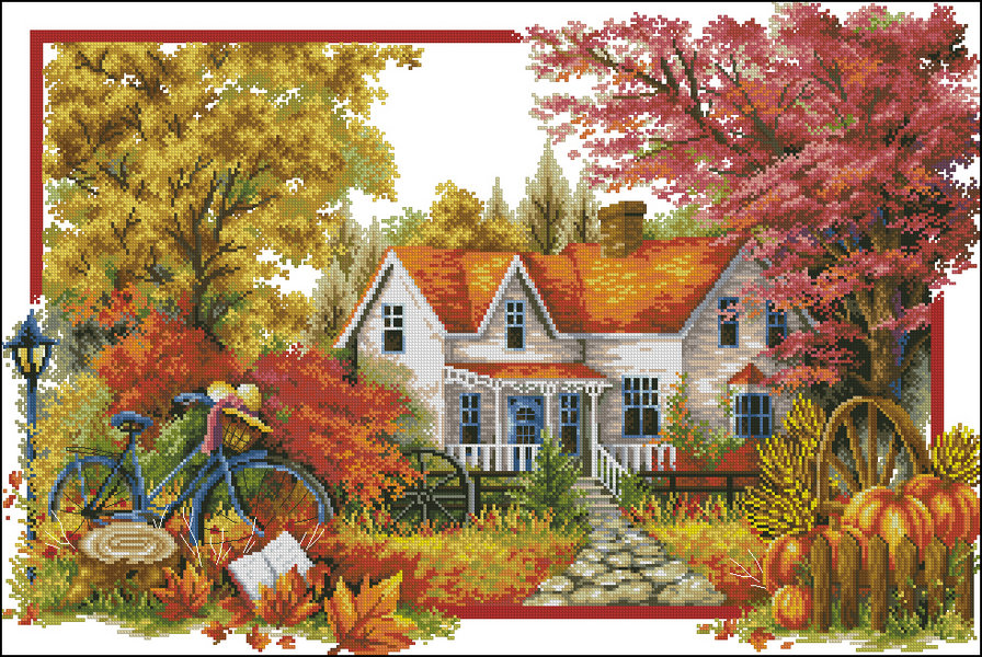 Загородный дом - дом, живопись, пейзаж - оригинал