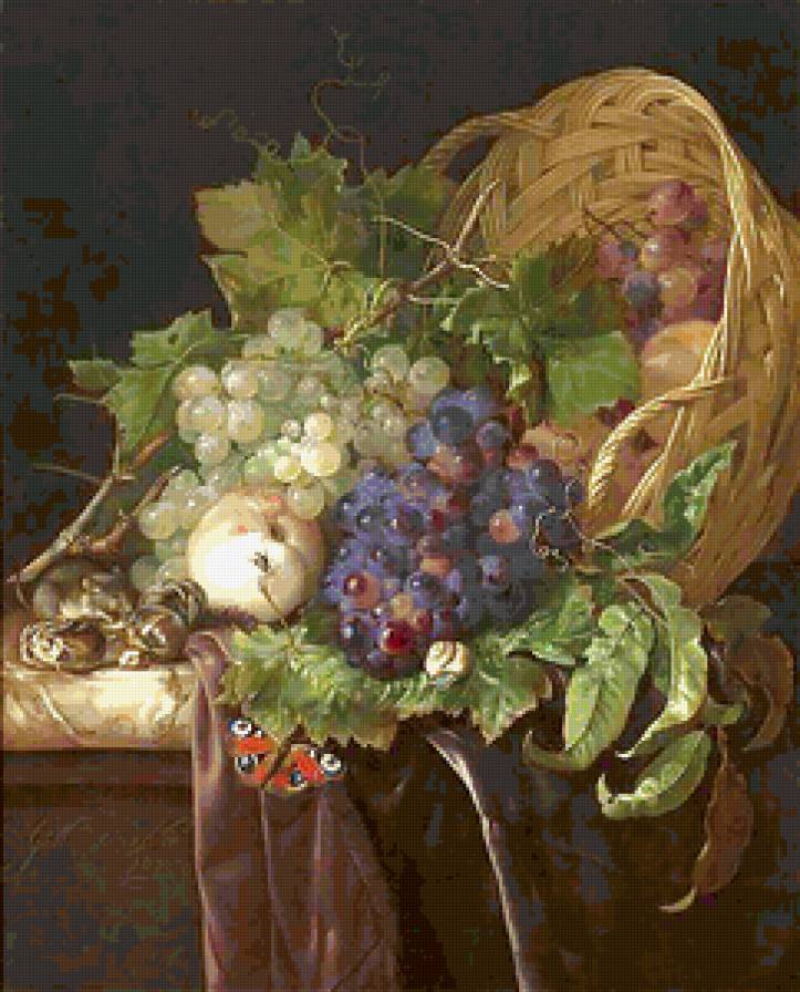 натюрморт - картина, виноград - предпросмотр