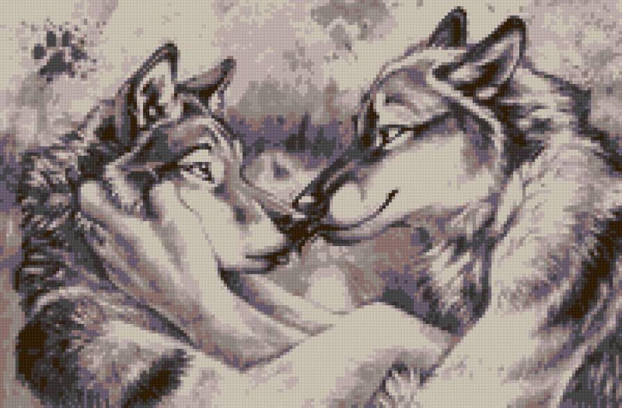 Поцелуй с язычком^^ - любовь, волки, волчица, поцелуй, волк - предпросмотр