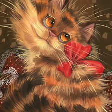 Оригинал схемы вышивки «рыжий,пушистый котенок» (№83218)