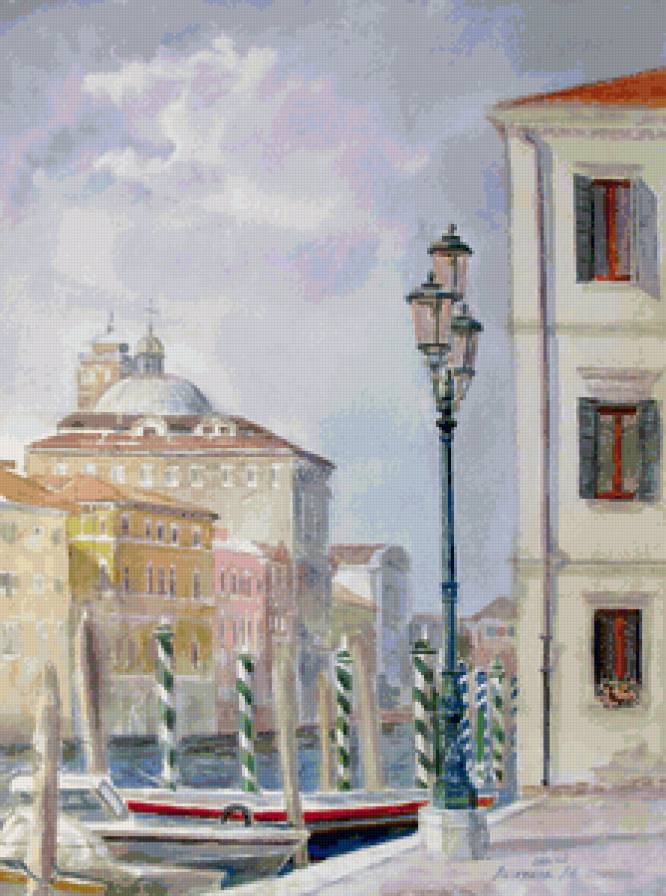 Набережная Венеции - пейзаж, домик, лодки, город, река - предпросмотр