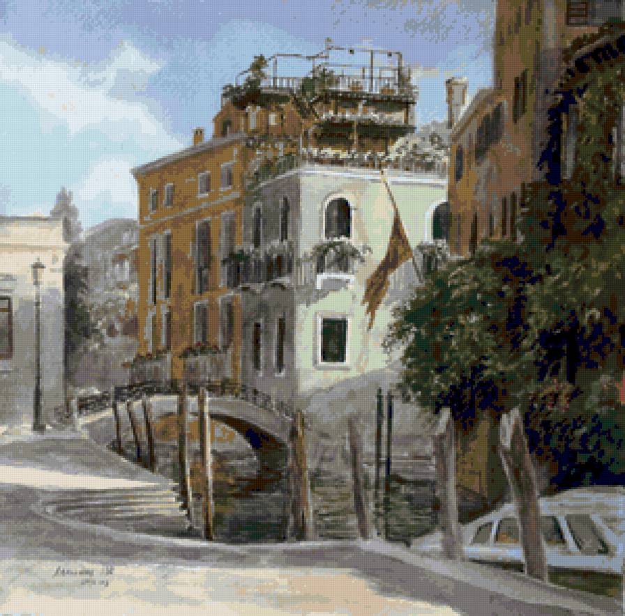 Улочки Венеции - домик, мост, город, река, пейзаж - предпросмотр