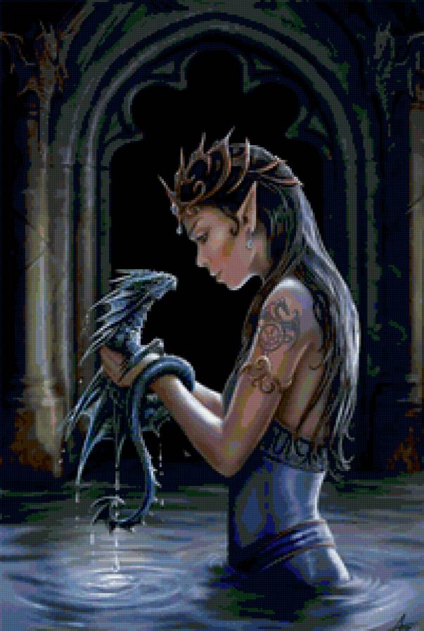 Девушка и Дракон - миф, анна стоукс, магия, фэнтези, драконы, девушка, животные - предпросмотр