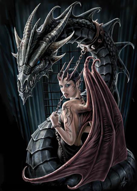 Девушка и Дракон - животные, анна стоукс, девушка, магия, драконы, миф, фэнтези - оригинал