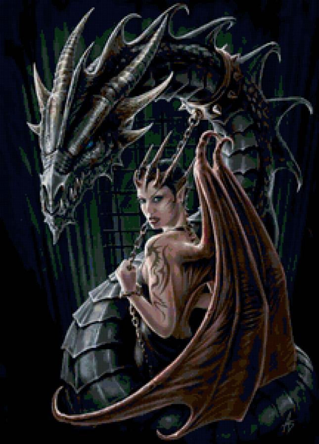 Девушка и Дракон - девушка, миф, животные, анна стоукс, фэнтези, драконы, магия - предпросмотр