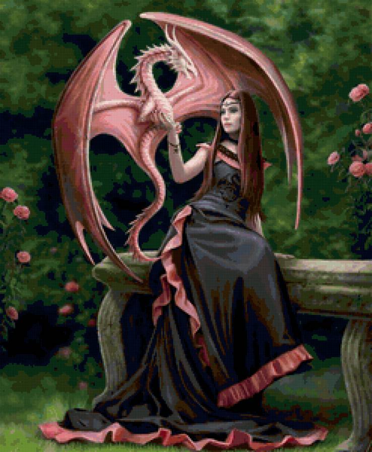 Девушка и Дракон - миф, анна стоукс, девушка, животные, фэнтези, драконы, магия - предпросмотр