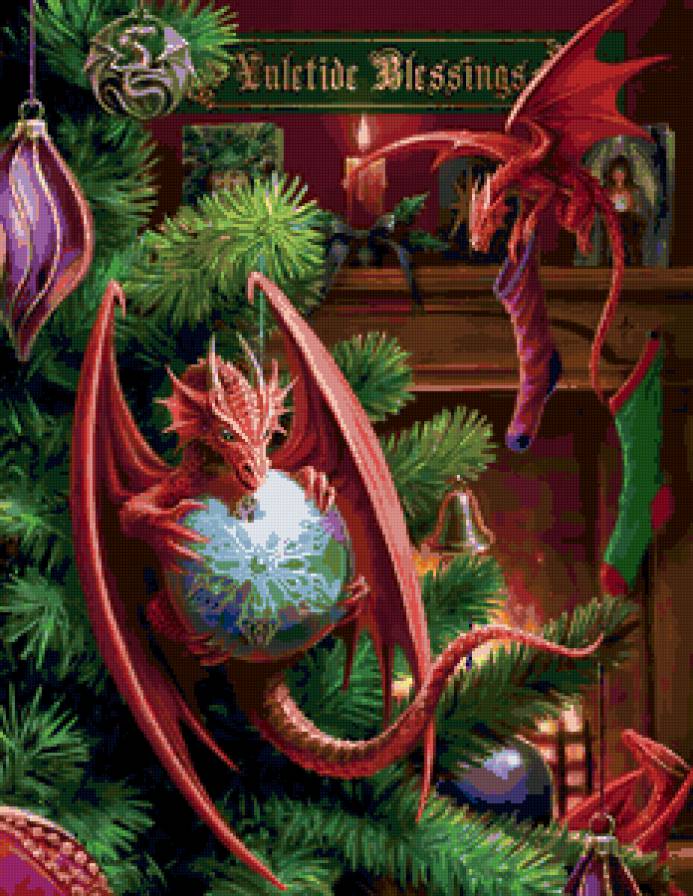 Подарок на рождество - детям, миф, драконы, животные, анна стоукс, магия, фэнтези - предпросмотр