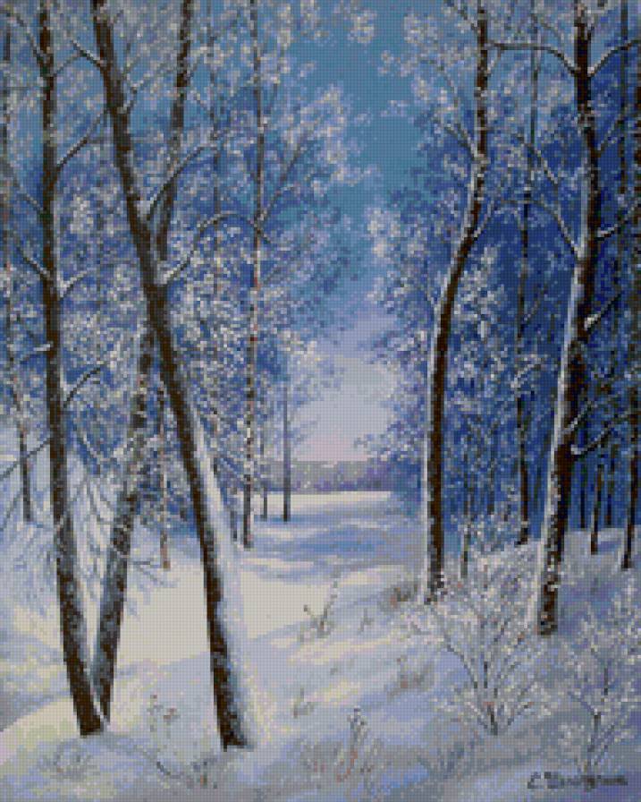зимний пейзаж - природа, лес, пейзаж, зима - предпросмотр