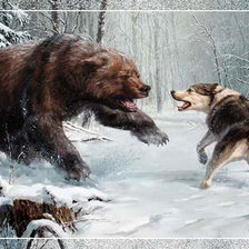Оригинал схемы вышивки «Охота на медведя» (№84748)