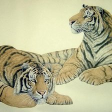 Оригинал схемы вышивки «Тигры» (№84876)