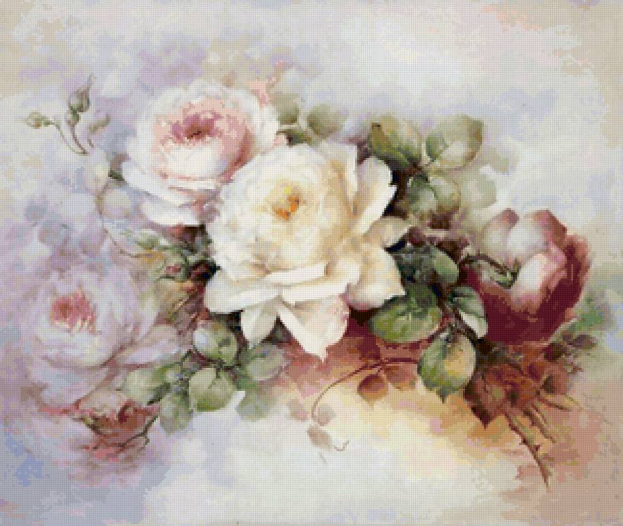 Розы - цветы, салфетка, скатерть - предпросмотр