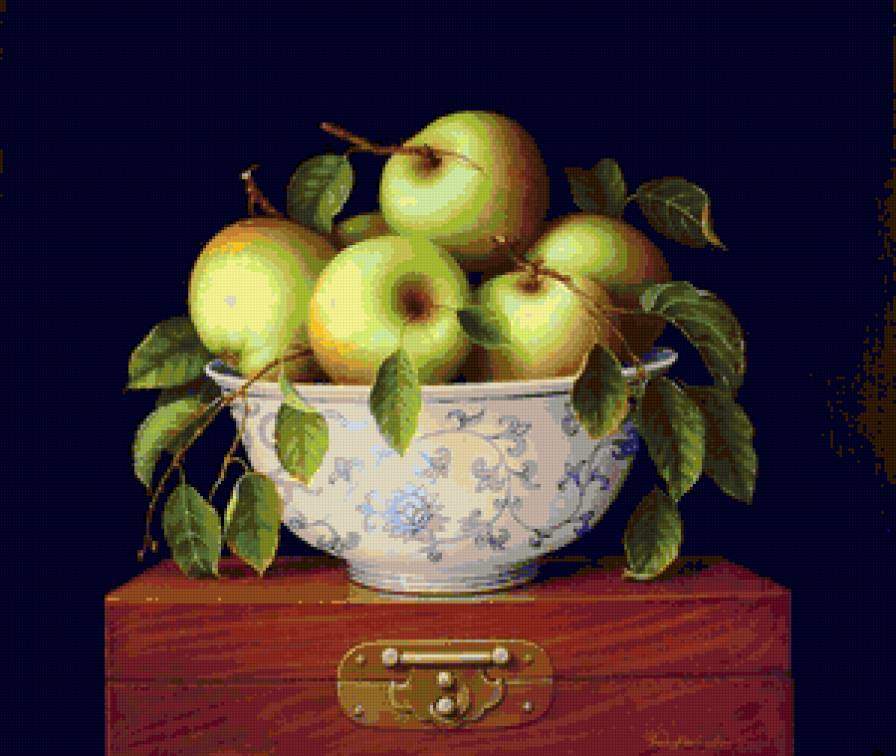 Натюрморт с яблоками - плоды, яблоко, яблоки, фрукты, панно, яблочки - предпросмотр