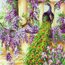 Оригинал схемы вышивки «райский сад павлин и голуби» (№86594)