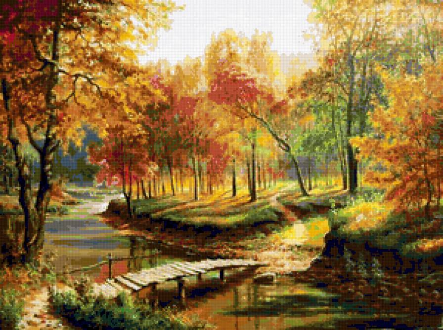 Осенний лес - природа, осень, деревья, красота природы, пейзаж, осенняя - предпросмотр