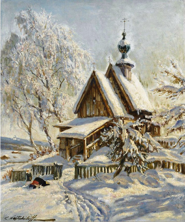 Старая церковь - зимняя, снег, церковь, пейзаж, природа, зимний пейзаж, зима - оригинал