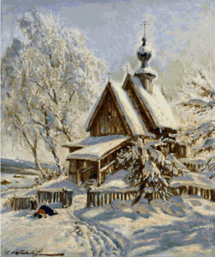 Старая церковь - церковь, зимняя, природа, зима, зимний пейзаж, снег, пейзаж - предпросмотр