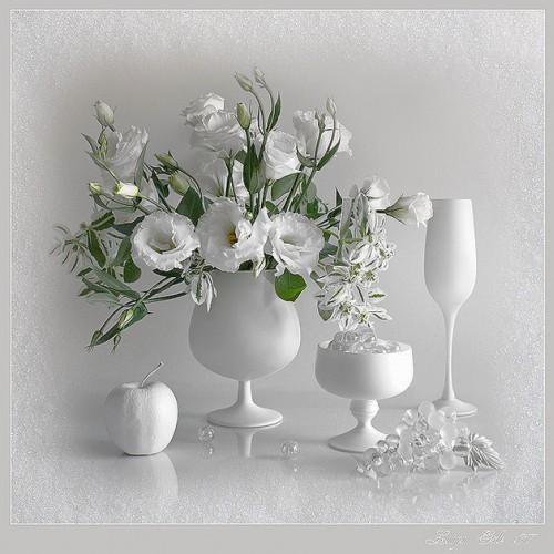 белый натюрморт - цветы, букет, натюрморт - оригинал