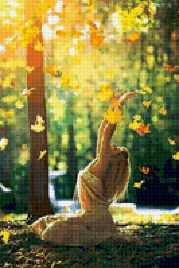 счастливая осень - девушка, солнце, осень - предпросмотр