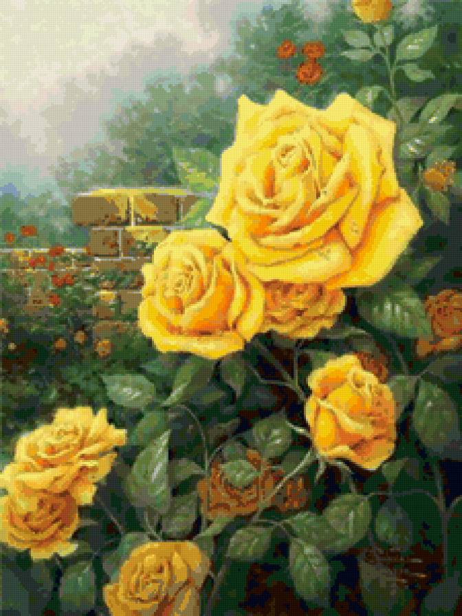 Розы - пейзаж, цветы, живопись - предпросмотр