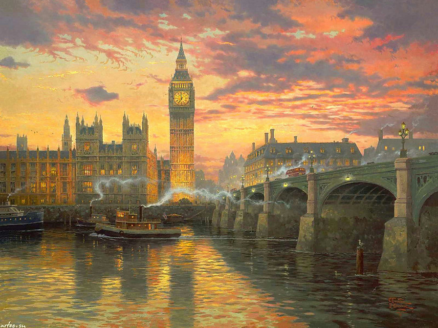 Лондон - пейзаж, живопись, город - оригинал