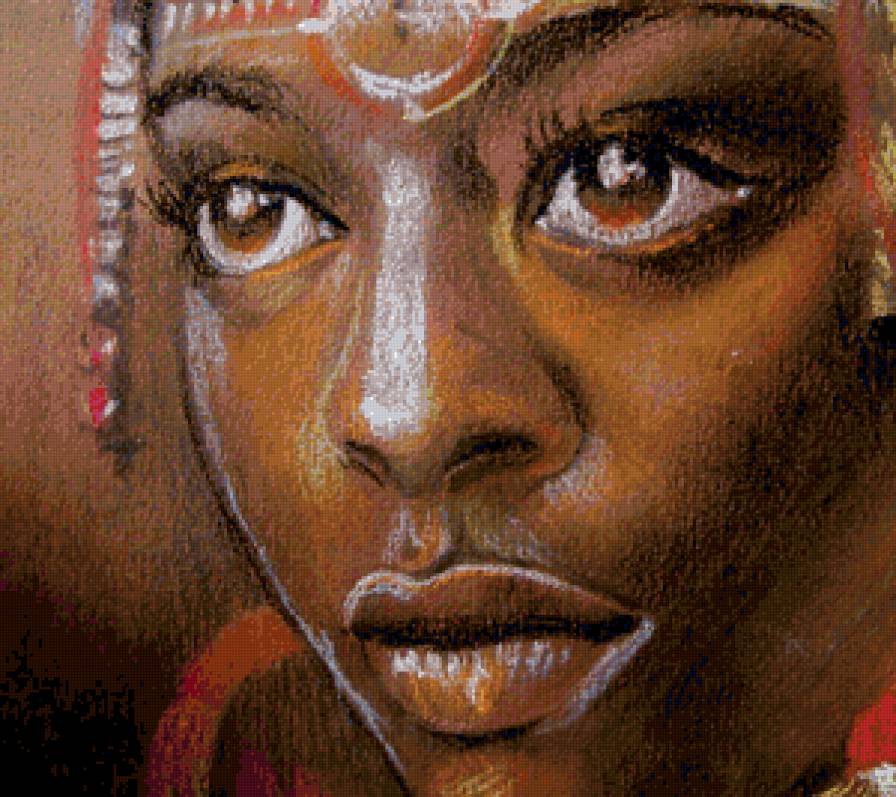 Горячий шоколад. Фрагмент - девушка, красота женщины, картина, африка, портрет, графика - предпросмотр