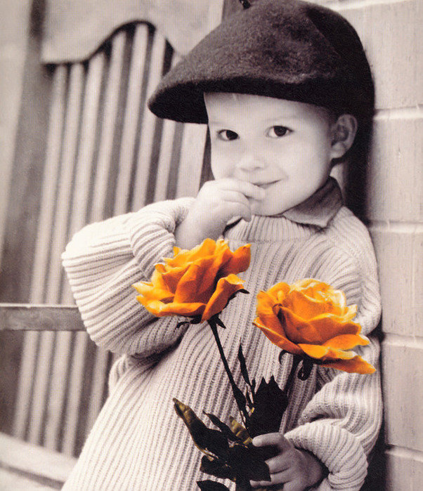 Мальчик с цветком - фото, ким андерсон, ретро, мальчик, цветок - оригинал