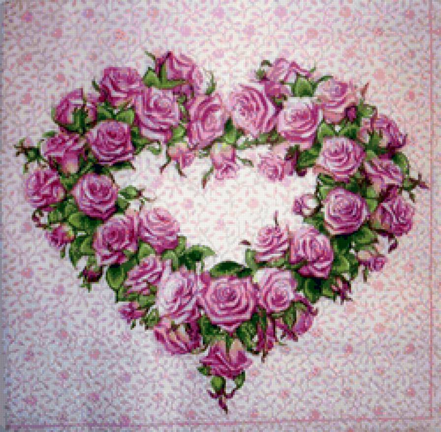 Сердечко - сердце, любовь, салфетка, розы, подушка, цветы - предпросмотр