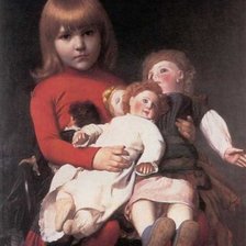 Оригинал схемы вышивки «Девочка с куклами» (№88961)