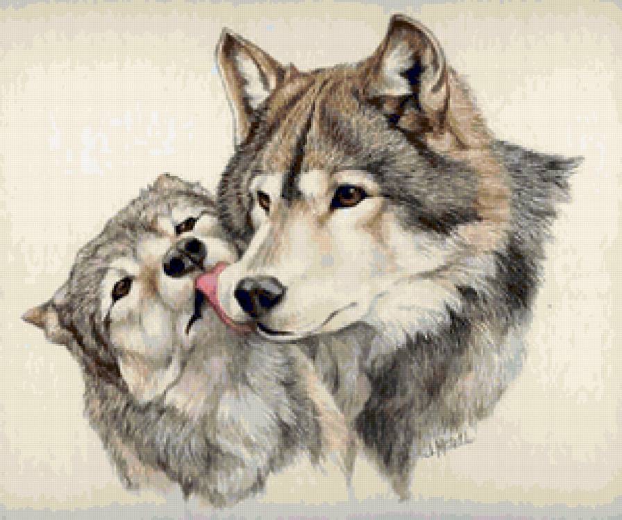 Рядом с мамочкой - волки, волчонок, животные, рядом с мамочкой, малыши, волк - предпросмотр