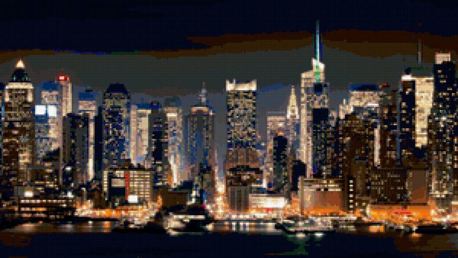 New York - небоскребы, new york, пейзаж, ночь, ночной город - предпросмотр