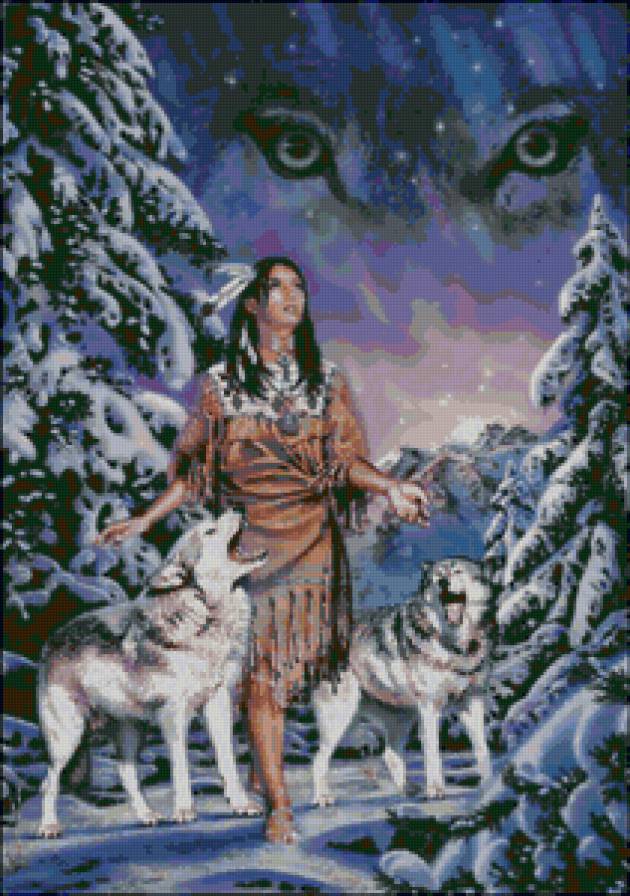 девушка - волк, образ, индейцы, взгляд, мотив, , зима, девушки, волки - предпросмотр