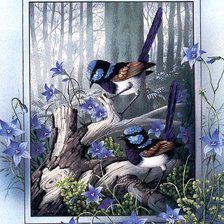 Оригинал схемы вышивки «птицы на дереве» (№91266)