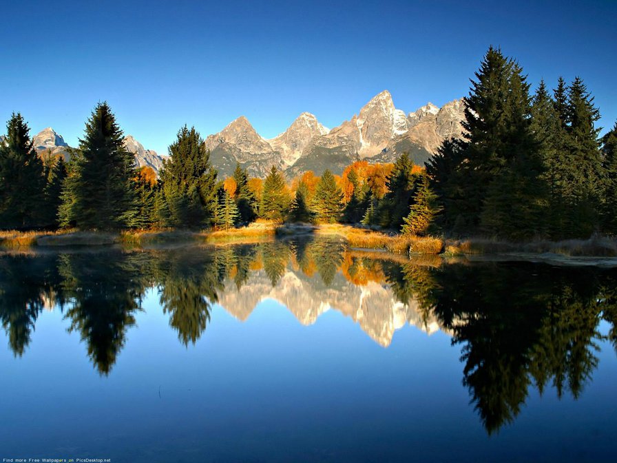 Пейзаж - пруд, лес, природа, вода, осень, озеро, горы, пейзаж - оригинал